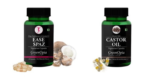 [BRSRYGAOAV5B6ET4] Ease-spaz-vegetarian-capsules, Castor-oil-vegetarian-capsules Combo | Convenient Nutrition & Wellness Routine | Multi-Product Pack