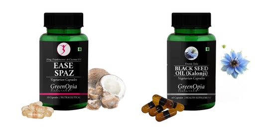 [BRSRYGAOCQBBADT3] Ease-spaz-vegetarian-capsules, Black-seed-oil-capsules Combo | Convenient Nutrition & Wellness Routine | Multi-Product Pack
