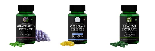 [BRSRYGAOB4MBY2QV] Grape-seed-extract-60-vegetarian-capsules, Fish-oil-double-strength, Brahmi-vegetarian-capsules Combo | Convenient Nutrition & Wellness Routine | Multi-Product Pack