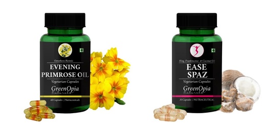 [BRSRYGAOCMHRSDIY] Evening-primrose-oil-vegetarian-capsules, Ease-spaz-vegetarian-capsules Combo | Convenient Nutrition & Wellness Routine | Multi-Product Pack