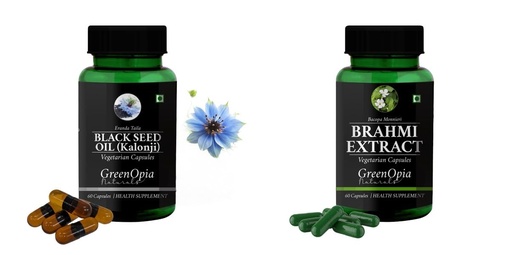 [BRSRYGAOB4CGEH3P] Black-seed-oil-capsules, Brahmi-vegetarian-capsules Combo | Convenient Nutrition & Wellness Routine | Multi-Product Pack