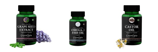 [BRSRYGAOBZ7QIHTD] Grape-seed-extract-60-vegetarian-capsules, Fish-oil-capsules, Castor-oil-vegetarian-capsules Combo | Convenient Nutrition & Wellness Routine | Multi-Product Pack