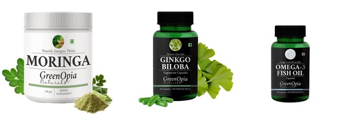 [BRSRYGAOBZ6RYADL] Moringa-oleifera-powder, Ginkgo-biloba-vegetarian-capsules, Fish-oil-capsules Combo | Convenient Nutrition & Wellness Routine | Multi-Product Pack