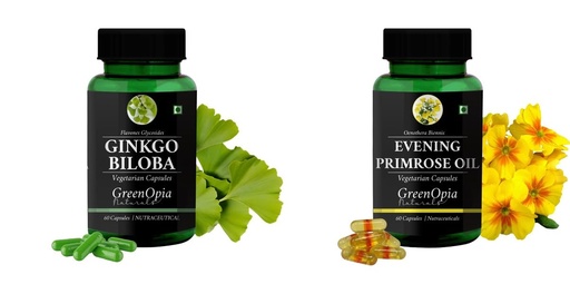 [BRSRYGAOB4NRYHIU] Ginkgo-biloba-vegetarian-capsules, Evening-primrose-oil-vegetarian-capsules Combo | Convenient Nutrition & Wellness Routine | Multi-Product Pack