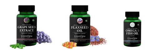 [BRSRYGAOBFYG2DLJ] Grape-seed-extract-60-vegetarian-capsules, Flax-seed-oil-vegetarian-capsules, Fish-oil-capsules Combo | Convenient Nutrition & Wellness Routine | Multi-Product Pack