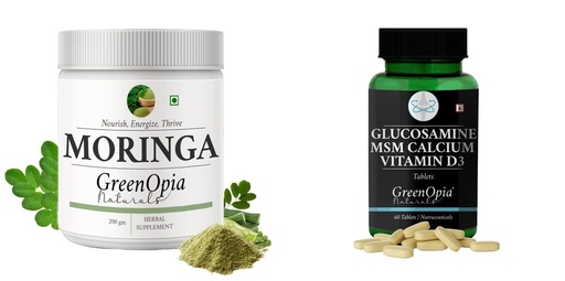 [BRSRYGAOBNYR62Y7] Moringa-oleifera-powder, Glucosamine-msm-tablets Combo | Convenient Nutrition & Wellness Routine | Multi-Product Pack