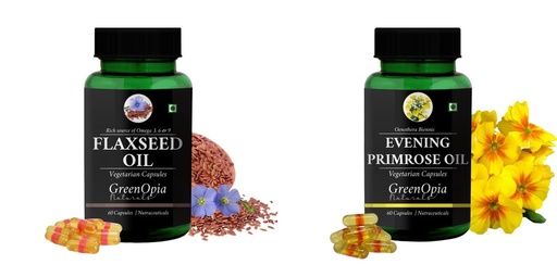 [BRSRYGAOBNYRG2YV] Flax-seed-oil-vegetarian-capsules, Evening-primrose-oil-vegetarian-capsules Combo | Convenient Nutrition & Wellness Routine | Multi-Product Pack