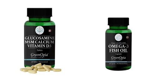 [BRSRYGAOBN5A23DL] Glucosamine-msm-tablets, Fish-oil-capsules Combo | Convenient Nutrition & Wellness Routine | Multi-Product Pack