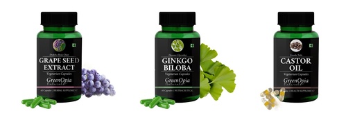 [BRSRYGAOAQMWKCL4] Grape-seed-extract-60-vegetarian-capsules, Ginkgo-biloba-vegetarian-capsules, Castor-oil-vegetarian-capsules Combo | Convenient Nutrition & Wellness Routine | Multi-Product
