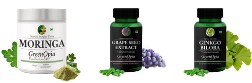 [BRSRYGAOAR7B6ADB] Moringa-oleifera-powder, Grape-seed-extract-60-vegetarian-capsules, Ginkgo-biloba-vegetarian-capsules Combo | Convenient Nutrition & Wellness Routine | Multi-Product Pack
