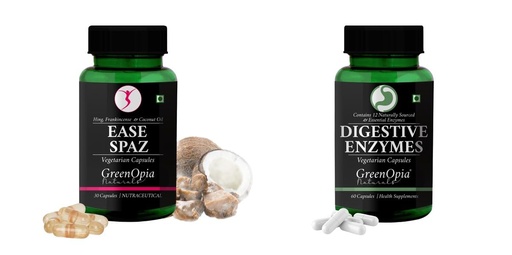 [BRSRYGAOA55GGCL6] Ease-spaz-vegetarian-capsules, Digestive-enzymes-60-vegetarian-capsules Combo | Convenient Nutrition & Wellness Routine | Multi-Product Pack