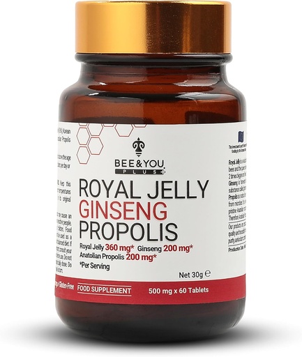 [BRSW2AIROFYWGELP] Bee and You Ginseng Tablets with Royal Jelly and Bee Propolis Natural Antioxidant Energy and Immune Support Supplement for Athletes 1.05 Ounce