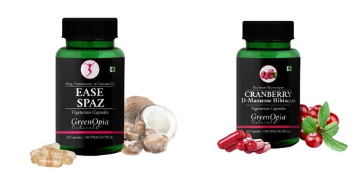 [BRSRYGAOB4GRSG3J] Ease-spaz-vegetarian-capsules, Cranberry-d-mannose-hibiscus-capsules Combo | Convenient Nutrition & Wellness Routine | Multi-Product Pack