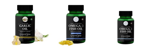 [BRSRYGAOB4NG2HT3] Garlic-oil-vegetarian-capsules, Fish-oil-double-strength, Fish-oil-capsules Combo | Convenient Nutrition & Wellness Routine | Multi-Product Pack