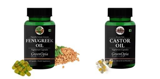 [BRSRYGAOBZ7QI33Z] Fenugreek-oil-vegetarian-capsules, Castor-oil-vegetarian-capsules Combo | Convenient Nutrition & Wellness Routine | Multi-Product Pack