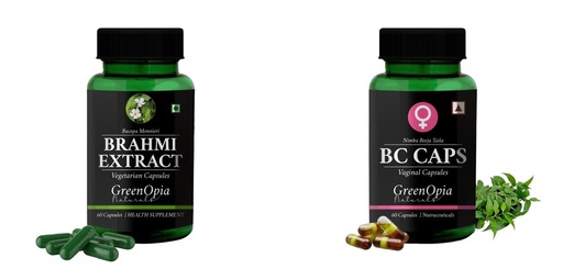 [BRSRYGAOARYAYFA3] Brahmi-vegetarian-capsules, Bc-caps-vaginal-capsules Combo | Convenient Nutrition & Wellness Routine | Multi-Product Pack