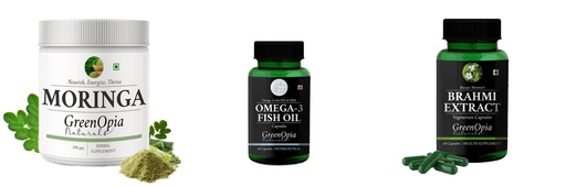 [BRSRYGAOAF7BQ3DH] Moringa-oleifera-powder, Fish-oil-capsules, Brahmi-vegetarian-capsules Combo | Convenient Nutrition & Wellness Routine | Multi-Product Pack