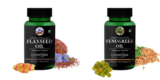 [BRSRYGAOBMAQY236] Flax-seed-oil-vegetarian-capsules, Fenugreek-oil-vegetarian-capsules Combo | Convenient Nutrition & Wellness Routine | Multi-Product Pack