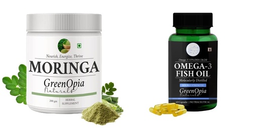 [BRSRYGAOA4BWKEYZ] Moringa-oleifera-powder, Fish-oil-double-strength Combo | Convenient Nutrition & Wellness Routine | Multi-Product Pack