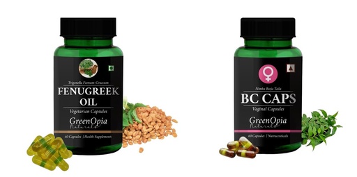 [BRSRYGAOCMHQM33O] Fenugreek-oil-vegetarian-capsules, Bc-caps-vaginal-capsules Combo | Convenient Nutrition & Wellness Routine | Multi-Product Pack