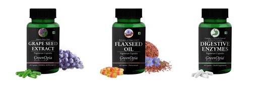 [BRSRYGAOCMGQAA3O] Grape-seed-extract-60-vegetarian-capsules, Flax-seed-oil-vegetarian-capsules, Digestive-enzymes-60-vegetarian-capsules Combo | Convenient Nutrition & Wellness Routine | Mult