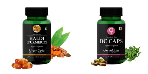 [BRSRYGAOCMFBMDL7] Haldi-oil-vegetarian-capsules, Bc-caps-vaginal-capsules Combo | Convenient Nutrition & Wellness Routine | Multi-Product Pack