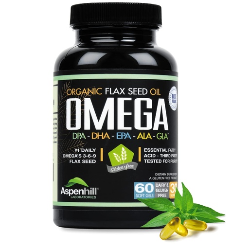 [BRSW2EANAUJQOCDA] Wild Caught Antarctic Omega 3 Fish Oil Super Blend with DPA, EPA, DHA, ALA and GLA with Added Organic Flax Seed Oil - Over 2,400 Milligram Strength - Gluten Free - Made in The USA - 60 SoftGels