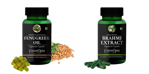 [BRSRYGAOCN7AEADD] Fenugreek-oil-vegetarian-capsules, Brahmi-vegetarian-capsules Combo | Convenient Nutrition & Wellness Routine | Multi-Product Pack