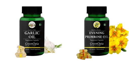 [BRSRYGAOBUIBQEI4] Garlic-oil-vegetarian-capsules, Evening-primrose-oil-vegetarian-capsules Combo | Convenient Nutrition & Wellness Routine | Multi-Product Pack