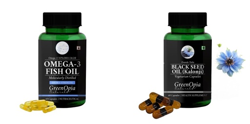 [BRSRYGAOBUBBGEYV] Fish-oil-double-strength, Black-seed-oil-capsules Combo | Convenient Nutrition & Wellness Routine | Multi-Product Pack