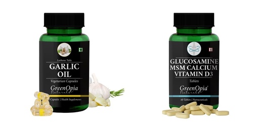 [BRSRYGAOBV4BQCY6] Garlic-oil-vegetarian-capsules, Glucosamine-msm-tablets Combo | Convenient Nutrition & Wellness Routine | Multi-Product Pack