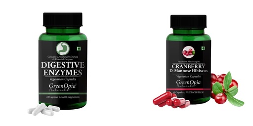 [BRSRYGAOAR7GCCY4] Digestive-enzymes-60-vegetarian-capsules, Cranberry-d-mannose-hibiscus-capsules Combo | Convenient Nutrition & Wellness Routine | Multi-Product Pack