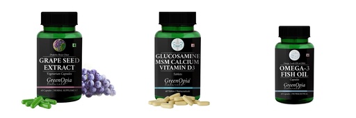 [BRSRYGAOA5YBG3D4] Grape-seed-extract-60-vegetarian-capsules, Glucosamine-msm-tablets, Fish-oil-capsules Combo | Convenient Nutrition & Wellness Routine | Multi-Product Pack