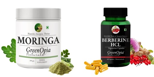 [BRSRYGAOPMPRMHLV] Moringa-oleifera-powder, Berberine-hcl-vegetarian-capsules Combo | Convenient Nutrition & Wellness Routine | Multi-Product Pack