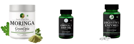 [BRSRYGAOB54GODL4] Moringa-oleifera-powder, Fish-oil-capsules, Digestive-enzymes-60-vegetarian-capsules Combo | Convenient Nutrition & Wellness Routine | Multi-Product Pack