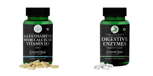 [BRSRYGAOBEPRAHTG] Glucosamine-msm-tablets, Digestive-enzymes-60-vegetarian-capsules Combo | Convenient Nutrition & Wellness Routine | Multi-Product Pack