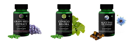 [BRSRYGAOBECAGAD7] Grape-seed-extract-60-vegetarian-capsules, Ginkgo-biloba-vegetarian-capsules, Black-seed-oil-capsules Combo | Convenient Nutrition & Wellness Routine | Multi-Product Pack