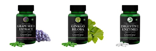 [BRSRYGAOBF7A233Z] Grape-seed-extract-60-vegetarian-capsules, Ginkgo-biloba-vegetarian-capsules, Digestive-enzymes-60-vegetarian-capsules Combo | Convenient Nutrition & Wellness Routine | Mult