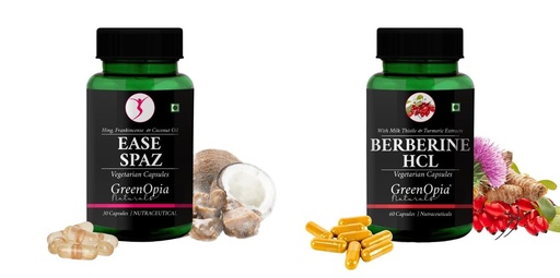 [BRSRYGAOBMMWCFAY] Ease-spaz-vegetarian-capsules, Berberine-hcl-vegetarian-capsules Combo | Convenient Nutrition & Wellness Routine | Multi-Product Pack
