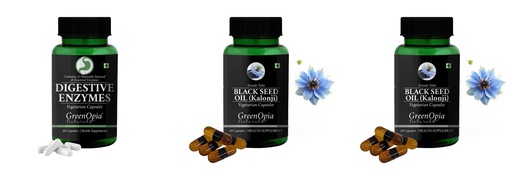 [BRSRYGAOAUDWKHY6] Digestive-enzymes-60-vegetarian-capsules, Black-seed-oil-capsules Combo | Convenient Nutrition & Wellness Routine | Multi-Product Pack