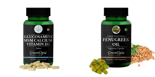[BRSRYGAOAUCRMCLJ] Glucosamine-msm-tablets, Fenugreek-oil-vegetarian-capsules Combo | Convenient Nutrition & Wellness Routine | Multi-Product Pack