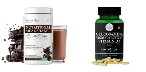 [BRSRYGAOA4CQKELX] Nutritional-meal-shake-chocolate, Glucosamine-msm-tablets Combo | Convenient Nutrition & Wellness Routine | Multi-Product Pack
