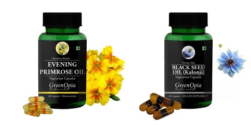 [BRSRYGAOAEJROCI3] Evening-primrose-oil-vegetarian-capsules, Black-seed-oil-capsules Combo | Convenient Nutrition & Wellness Routine | Multi-Product Pack