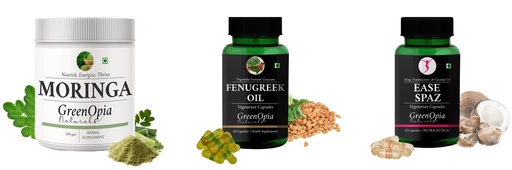 [BRSRYGAOPIPGEGQ7] Moringa-oleifera-powder, Fenugreek-oil-vegetarian-capsules, Ease-spaz-vegetarian-capsules Combo | Convenient Nutrition & Wellness Routine | Multi-Product Pack