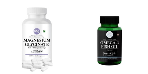 [BRSRYGAOPMPQOC32] Magnesium-glycinate-forte-tablets, Fish-oil-capsules Combo | Convenient Nutrition & Wellness Routine | Multi-Product Pack