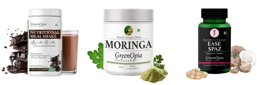 [BRSRYGAOOUNWG2DK] Nutritional-meal-shake-chocolate, Moringa-oleifera-powder, Ease-spaz-vegetarian-capsules Combo | Convenient Nutrition & Wellness Routine | Multi-Product Pack