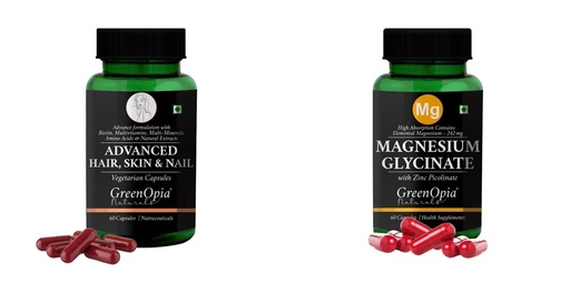[BRSRYFQZAUNQODQ2] Advanced HSN (Hair, Skin Nails) Magnesium Glycinate Zinc Wellness Daily Vitality |60 CAPSULES