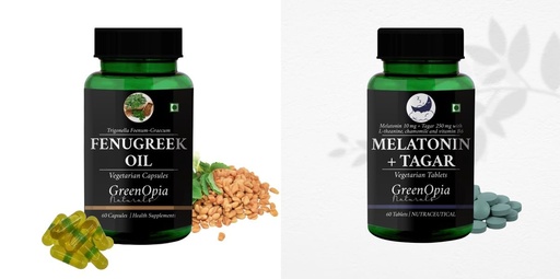 [BRSRYFQZAEJQ2YLB] Fenugreek Oil Melatonin 10mg With Tagar 250mg Tablets Wellness Daily Vitality |60 CAPSULES