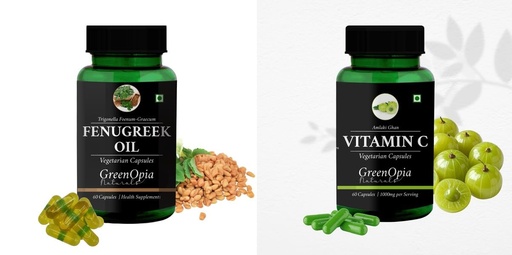 [BRSRYFQZOQPRO23X] Fenugreek Oil Vitamin C Wellness Daily Vitality |60 CAPSULES