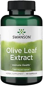[BRSWIY36BRYGCGAZ] Swanson Olive Leaf Extract Supplement - Standardized to 20% oleuropein - (500mg, 60 Capsules)